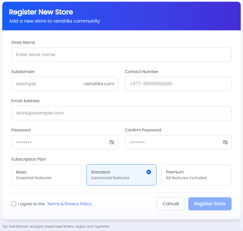 Create your account